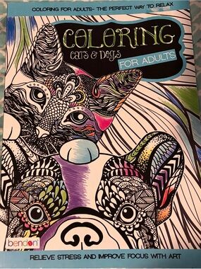 Bendon Coloring Book for Adults "Coloring Cats & Dogs" Relieve Stress